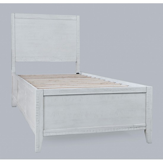 Maxton Contemporary Coastal Distressed Acacia Twin Size Bed - Ivory