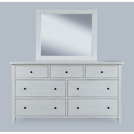 Maxton Contemporary Coastal Distressed Acacia Dresser with Mirror - Ivory