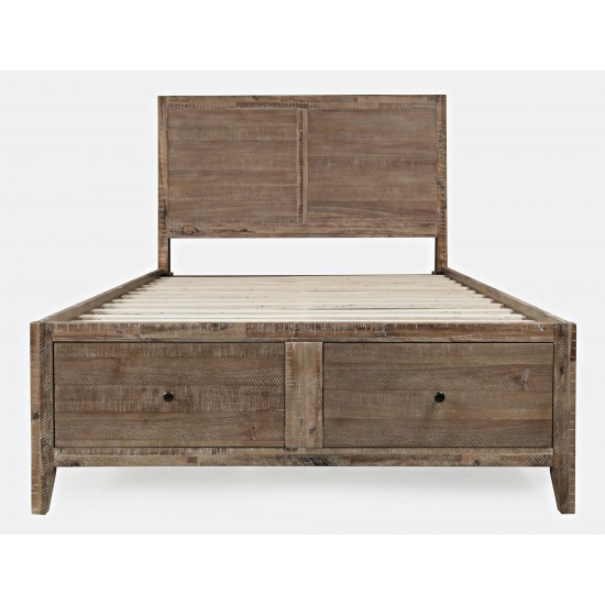 Maxton Coastal Distressed Acacia Full Size Bed with Storage Drawers - Wash Brown