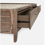 Maxton Coastal Distressed Acacia King Size Bed with Storage Drawers - Wash Brown