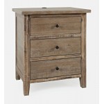 Maxton Contemporary Coastal Distressed Acacia USB Charging Nightstand - Brown