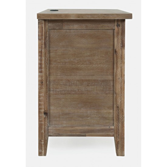 Maxton Contemporary Coastal Distressed Acacia USB Charging Nightstand - Brown