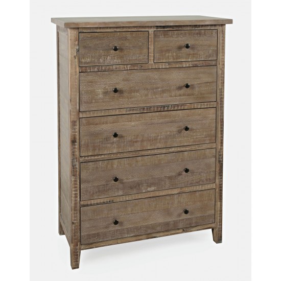 Maxton Contemporary Coastal Distressed Acacia Chest of Drawers - Wash Brown