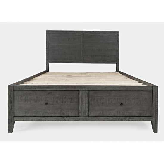 Maxton Coastal Distressed Acacia Queen Size Bed with Storage Drawers - Stone