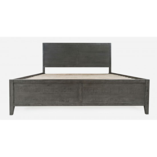 Maxton Contemporary Coastal Distressed Acacia King Size Bed - Stone