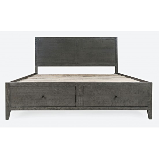 Maxton Coastal Distressed Acacia King Size Bed with Storage Drawers - Stone