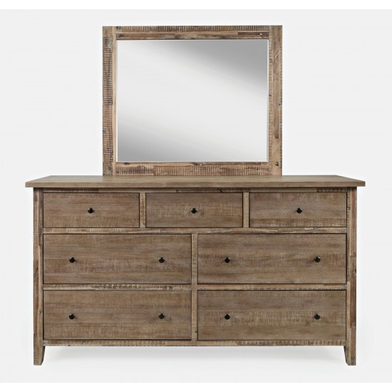 Maxton Contemporary Coastal Distressed Acacia Dresser with Mirror - Wash Brown