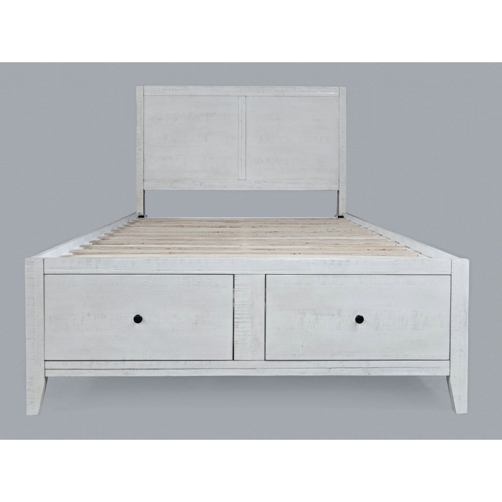 Maxton Coastal Distressed Acacia Full Size Bed with Storage Drawers - Ivory