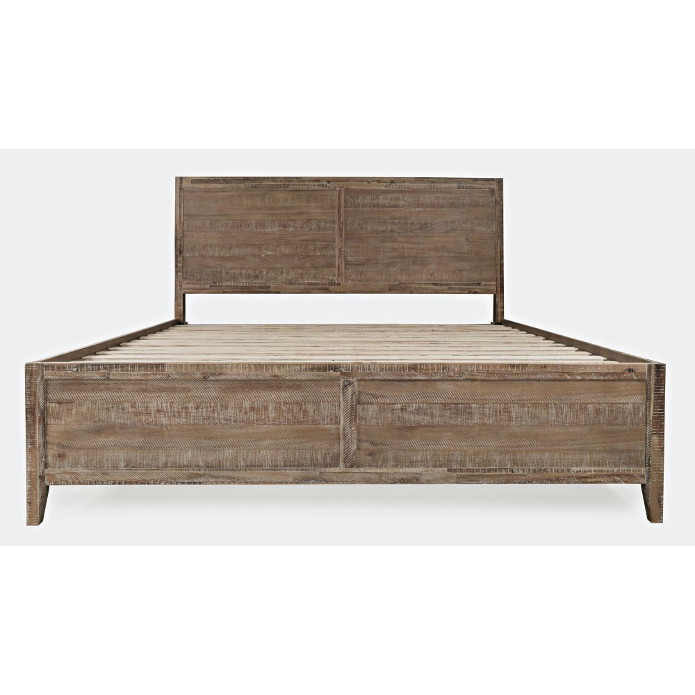 Maxton Contemporary Coastal Distressed Acacia King Size Bed - Wash Brown