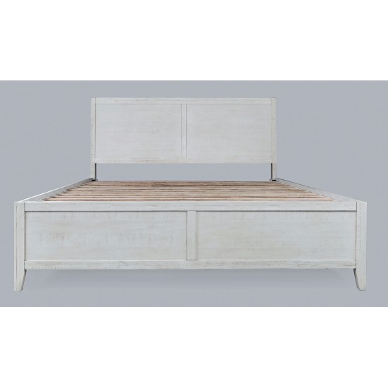 Maxton Contemporary Coastal Distressed Acacia King Size Bed - Ivory