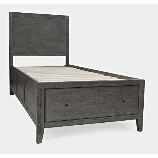 Maxton Coastal Distressed Acacia Twin Size Bed with Storage Drawers - Stone