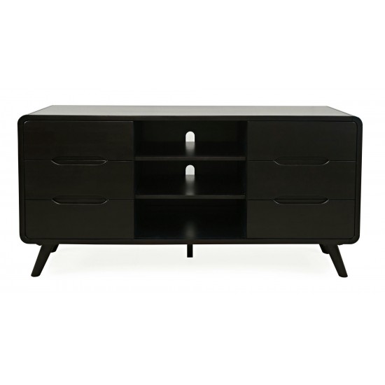 Marlowe 64" Curved Media Console TV Stand with Tapered Legs and Storage Drawers