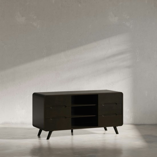 Marlowe 64" Curved Media Console TV Stand with Tapered Legs and Storage Drawers