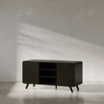 Marlowe 64" Curved Media Console TV Stand with Tapered Legs and Storage Drawers