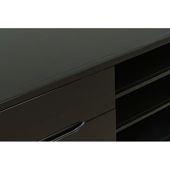 Marlowe 64" Curved Media Console TV Stand with Tapered Legs and Storage Drawers