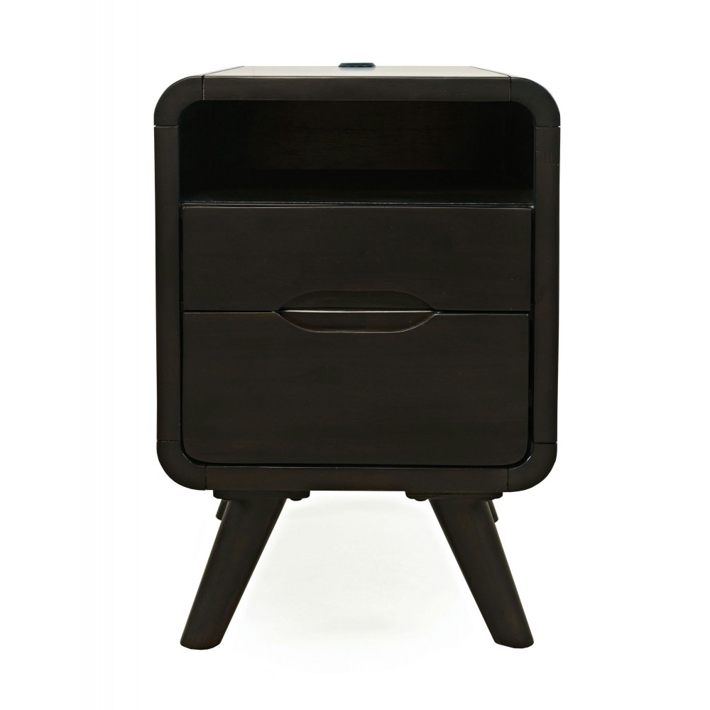Marlowe Mid-Century USB Charging Curved Chairside End Table with Storage Drawers Marlowe Mid-Century USB Charging Curved Chairside End Table with Storage Drawers