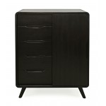 Marlowe Mid-Century Modern 40" Curved Chest of Drawers with Sliding Door