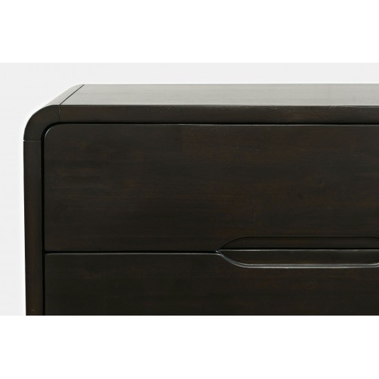 Marlowe Mid-Century 62" Curved Dresser with Tapered Legs and Eight Drawers
