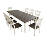 Madison County Reclaimed Pine 106" Farmhouse Nine-Piece Dining Set - White