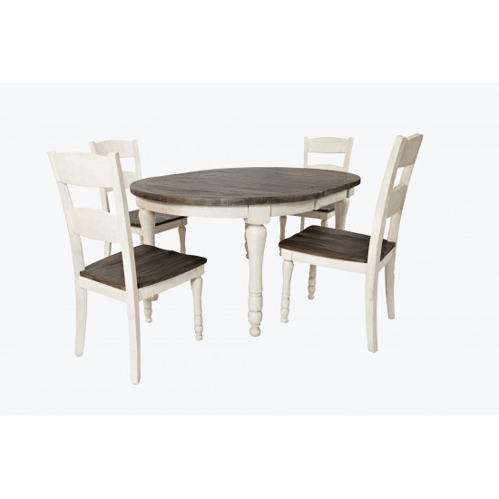 Madison County Reclaimed Pine 66" Oval Farmhouse Five-Piece Dining Set - White