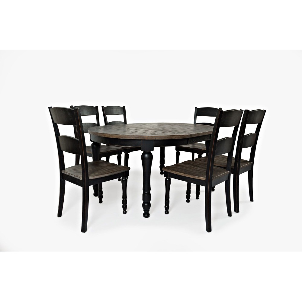 Madison County Reclaimed Pine 66" Oval Farmhouse 7-Piece Dining Set - Black