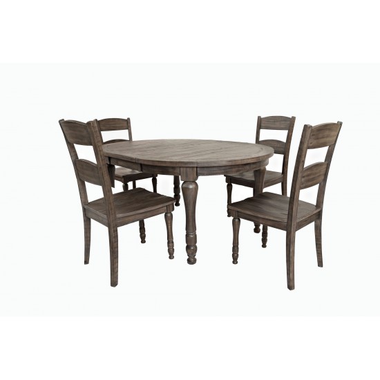 Madison County Reclaimed Pine 66" Oval Farmhouse Five-Piece Dining Set - Brown