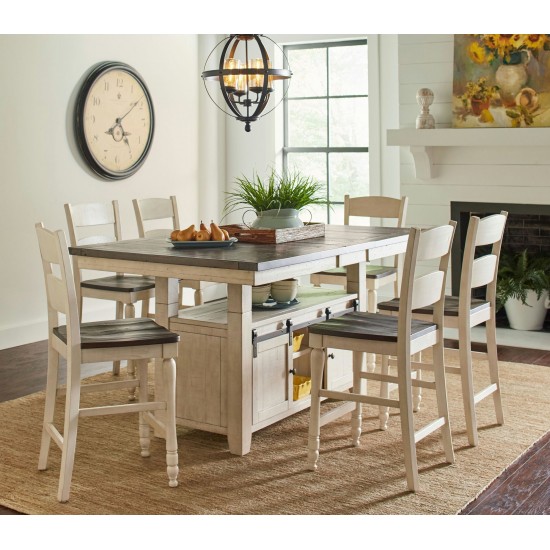 Madison County 72" Farmhouse Storage Table 7-Piece Dining Set - White