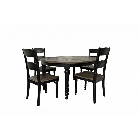 Madison County Reclaimed Pine 66" Oval Farmhouse Five-Piece Dining Set - Black