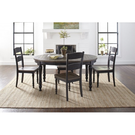 Madison County Reclaimed Pine 66" Oval Farmhouse Five-Piece Dining Set - Black