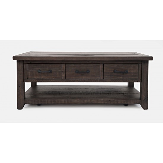 Madison County 48" Rustic Reclaimed Pine Farmhouse Harris 3 Drawer Coffee Table