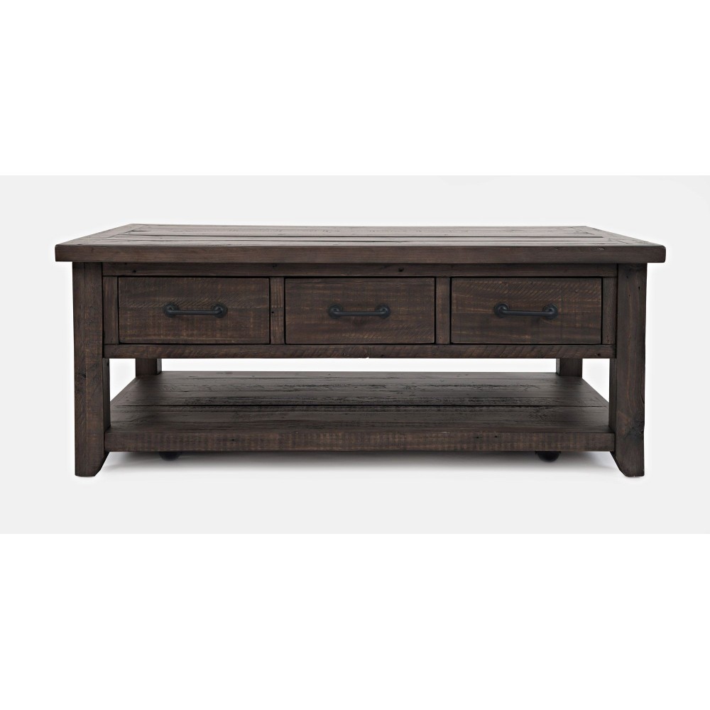 Madison County 48" Rustic Reclaimed Pine Farmhouse Harris 3 Drawer Coffee Table