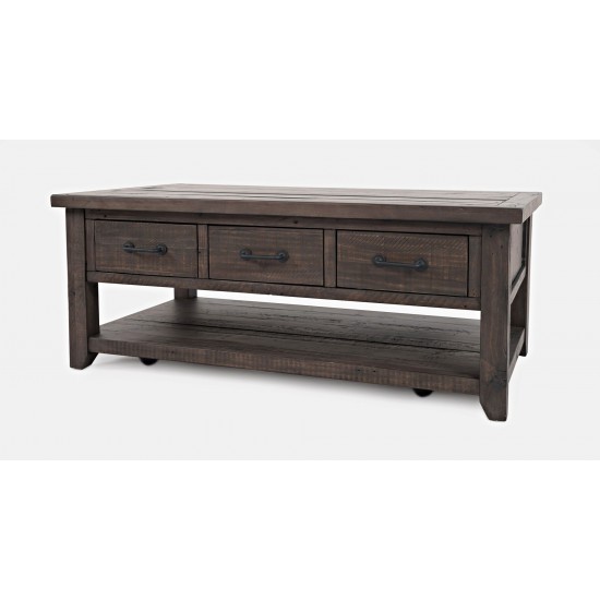 Madison County 48" Rustic Reclaimed Pine Farmhouse Harris 3 Drawer Coffee Table