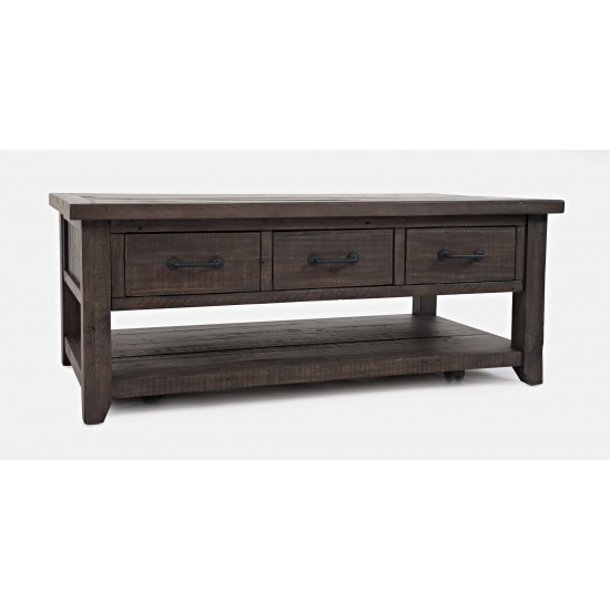 Madison County 48" Rustic Reclaimed Pine Farmhouse Harris 3 Drawer Coffee Table