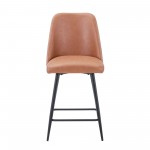 Maddox Faux Leather Upholstered Counter Height Barstool (Set of 2) - Light Brown