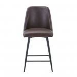 Maddox Faux Leather Upholstered Counter Height Barstool (Set of 2) - Dark Brown