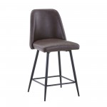 Maddox Faux Leather Upholstered Counter Height Barstool (Set of 2) - Dark Brown