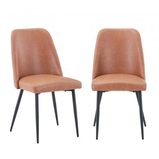 Maddox Faux Leather Upholstered Dining Chair (Set of 2) - Light Brown