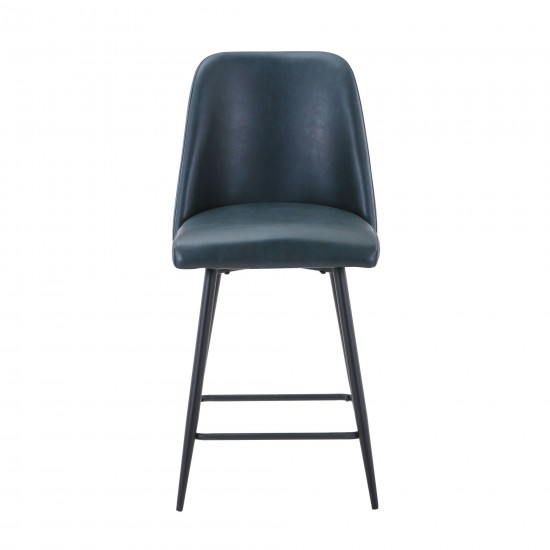 Maddox Faux Leather Upholstered Counter Height Barstool (Set of 2) - Blueberry