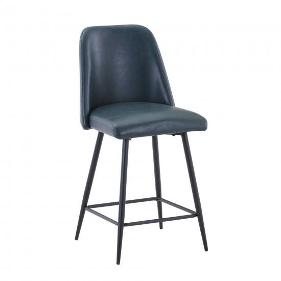 Maddox Faux Leather Upholstered Counter Height Barstool (Set of 2) - Blueberry