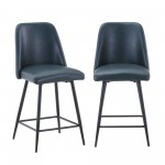 Maddox Faux Leather Upholstered Counter Height Barstool (Set of 2) - Blueberry