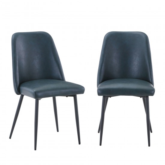 Maddox Faux Leather Upholstered Dining Chair (Set of 2) - Blueberry