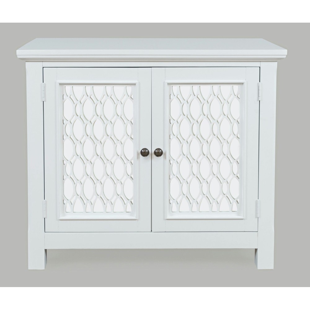 Isabella 38" Luxury Mirrored Accent Storage Cabinet - White