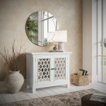 Isabella 38" Luxury Mirrored Accent Storage Cabinet - White