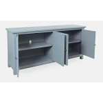 Isabella 69" Luxury Mirrored Sideboard Storage Cabinet - Blue