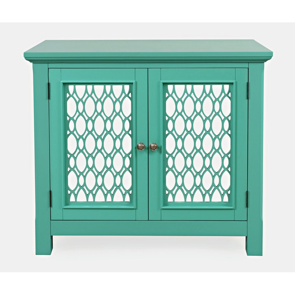 Isabella 38" Luxury Mirrored Accent Storage Cabinet - Aqua