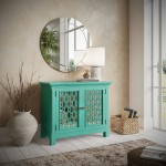 Isabella 38" Luxury Mirrored Accent Storage Cabinet - Aqua