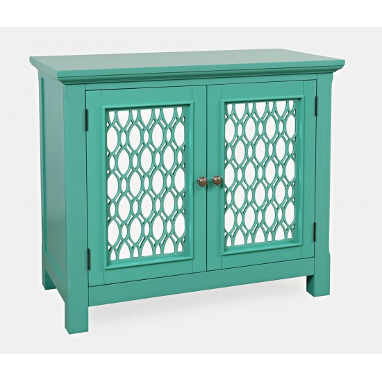 Isabella 38" Luxury Mirrored Accent Storage Cabinet - Aqua