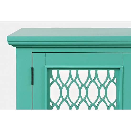 Isabella 38" Luxury Mirrored Accent Storage Cabinet - Aqua