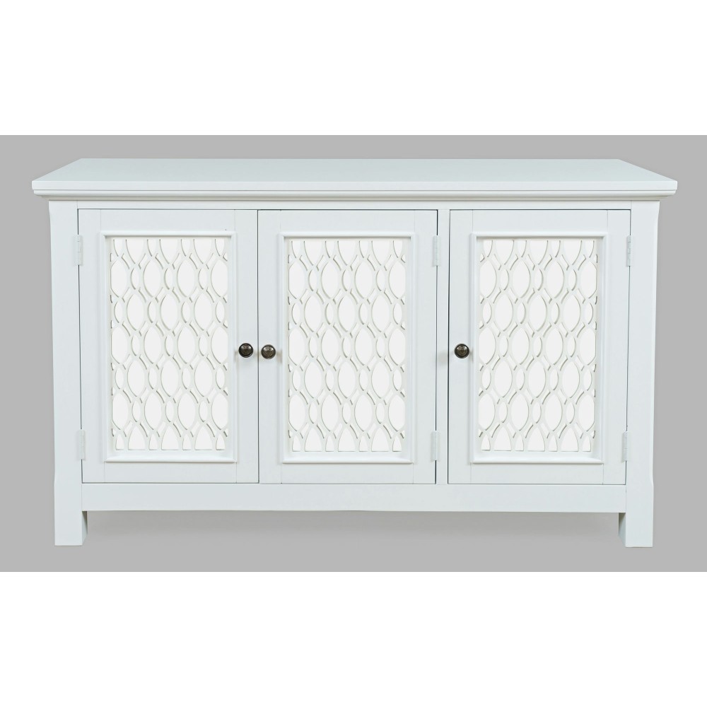 Isabella 54" Luxury Mirrored Accent Storage Cabinet - White Isabella 54" Luxury Mirrored Accent Storage Cabinet - White