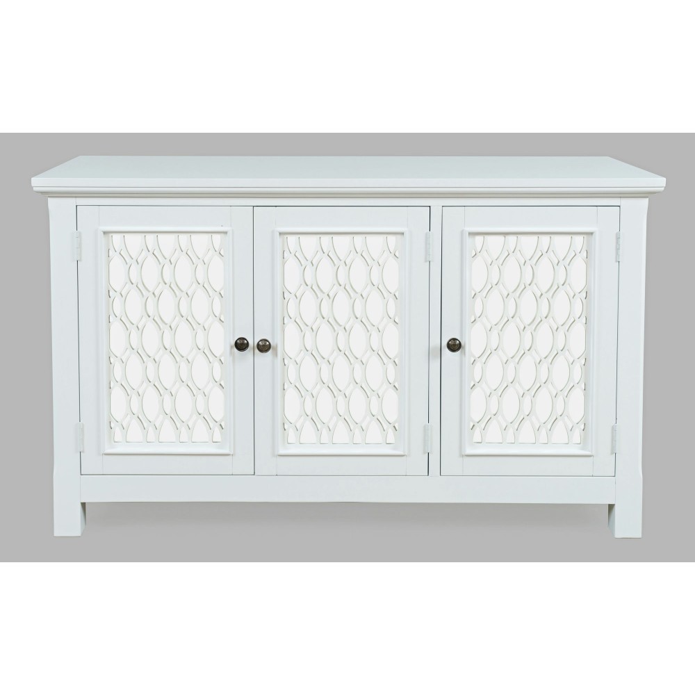 Isabella 54" Luxury Mirrored Accent Storage Cabinet - White